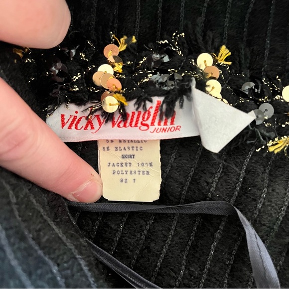 Vintage Vicky Vaughn Junior Sequined/Pleated Party Dress Sz 7 - Picture 11 of 12